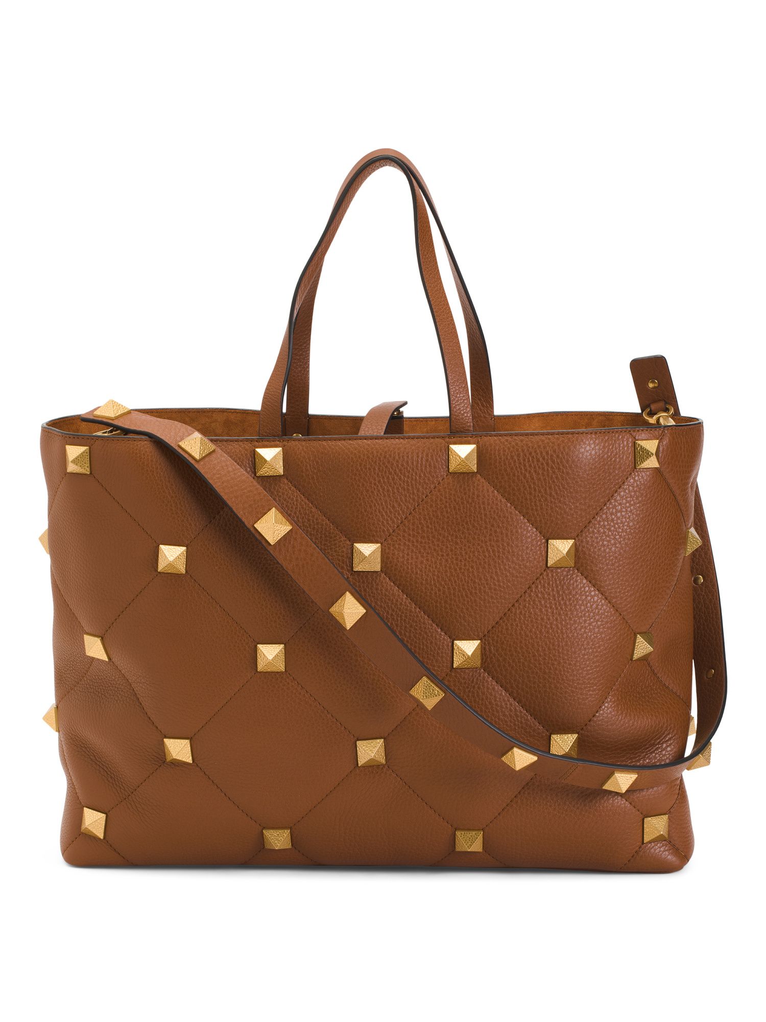 Made In Italy Grainy Calfskin Leather Large Roman Stud The Tote | TJ Maxx