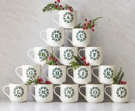 LOVE these alphabet letter mugs! Currently only $9! 🌲❤️🎅🏻 grabbed a couple for gifts! 

For her / gift guide / pottery barn / coffee mug / under $15 / Holley Gabrielle 

#LTKCyberWeek #LTKhome #LTKsalealert