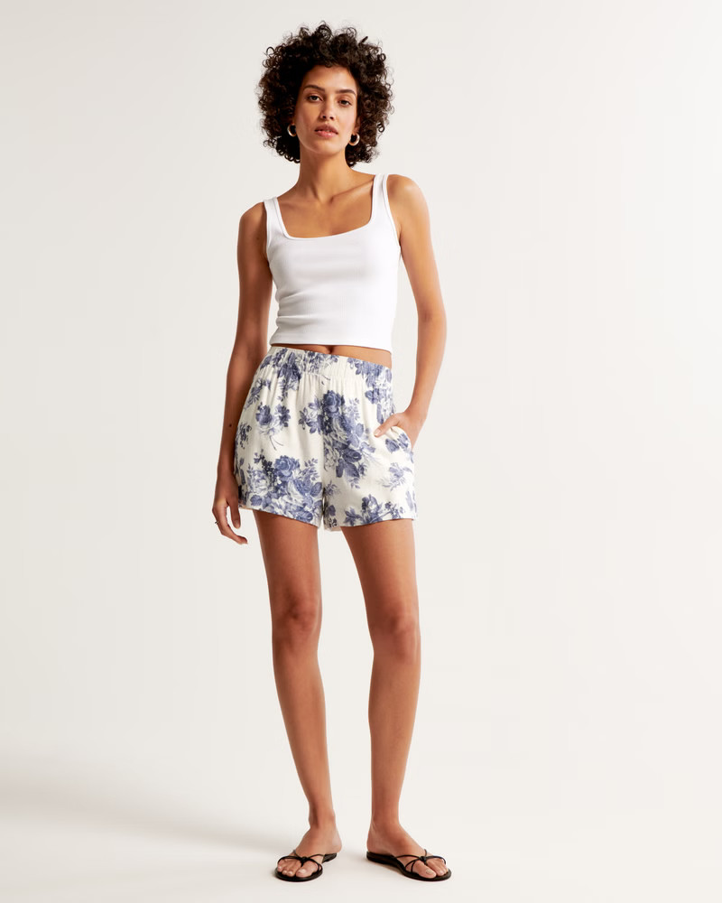 Women's Linen-Blend Pull-On Short | Women's Bottoms | Abercrombie.com | Abercrombie & Fitch (US)