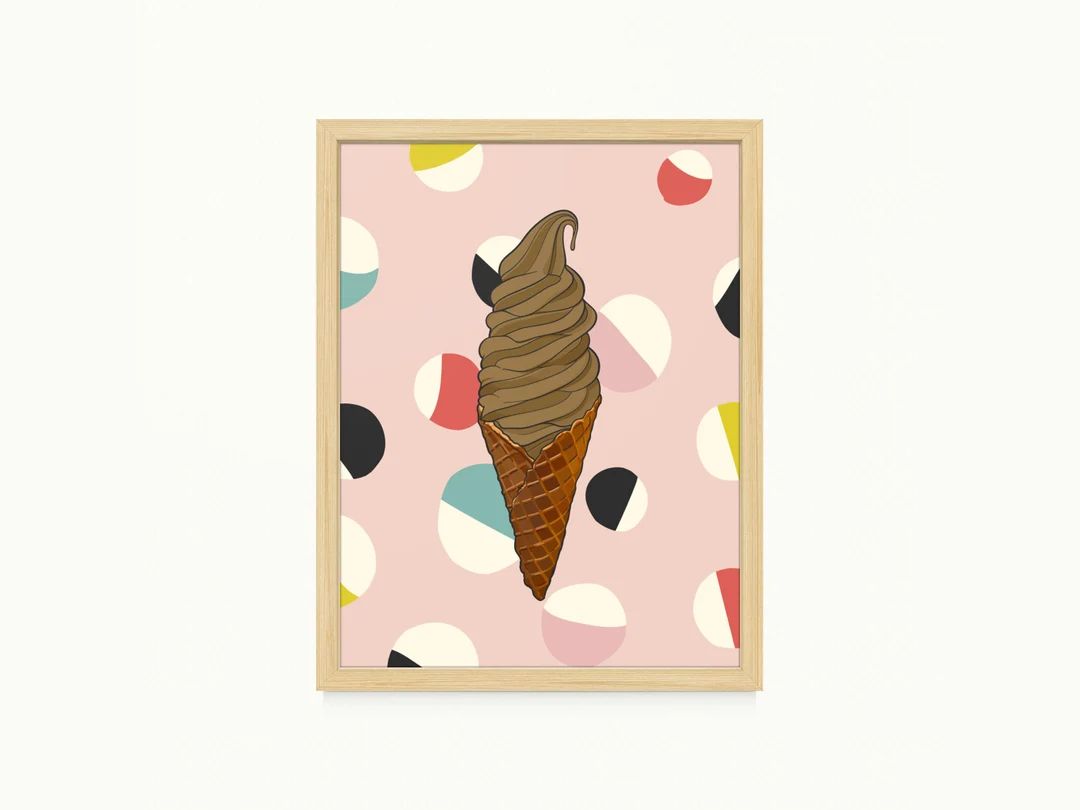 Chocolate Ice Cream Cone Printable Artwork, PNG Digital Files, Wall Art Digital Download, Little ... | Etsy (US)