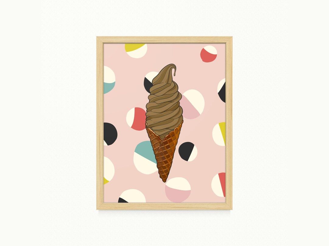 Chocolate Ice Cream Cone Printable Artwork, PNG Digital Files, Wall Art Digital Download, Little ... | Etsy (US)