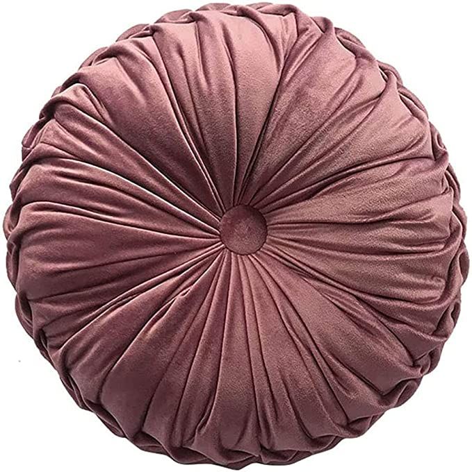 Teieas Round Throw Pillow Velvet Home Decoration Pleated Round Pillow Cushion for Couch Chair Bed... | Amazon (US)