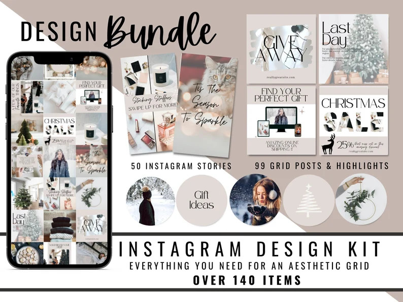 Christmas Mega Bundle, 85 Instagram Templates, Holiday Highlight Covers, Christmas story Template... | Etsy (US)