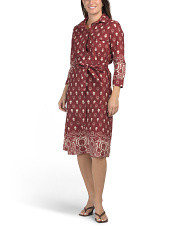 Made In Italy Three-quarter Sleeve Border Print Midi Shirt Dress | Casual Dresses  | Marshalls | Marshalls