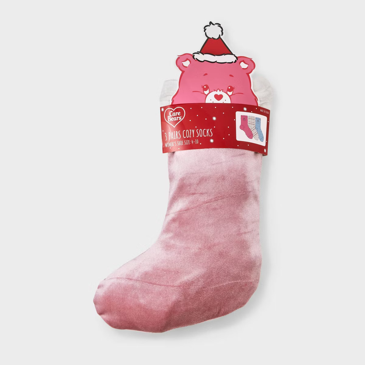 Women's 3pk Care Bears Embroidered Cozy Crew Socks in Velvet Stocking - Pink/Ivory/Blue 4-10 | Target