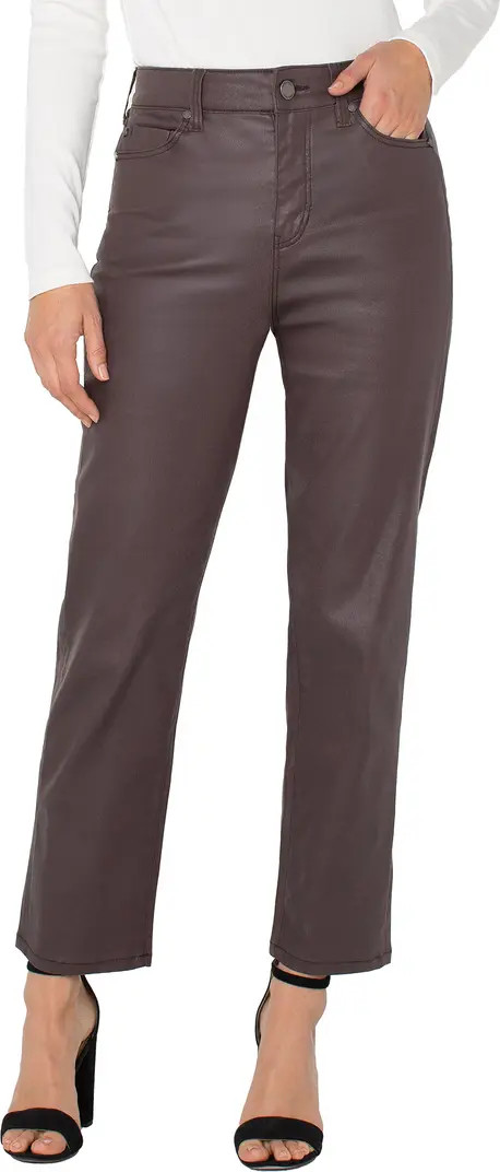 Liverpool Los Angeles Kennedy Coated High Waist Straight Leg Pants | Nordstrom | Nordstrom