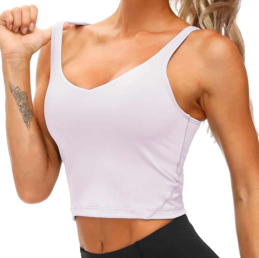 THE GYM PEOPLE Womens' Longline Sports Bra Medium Support Workout Tank Tops | Amazon (US)