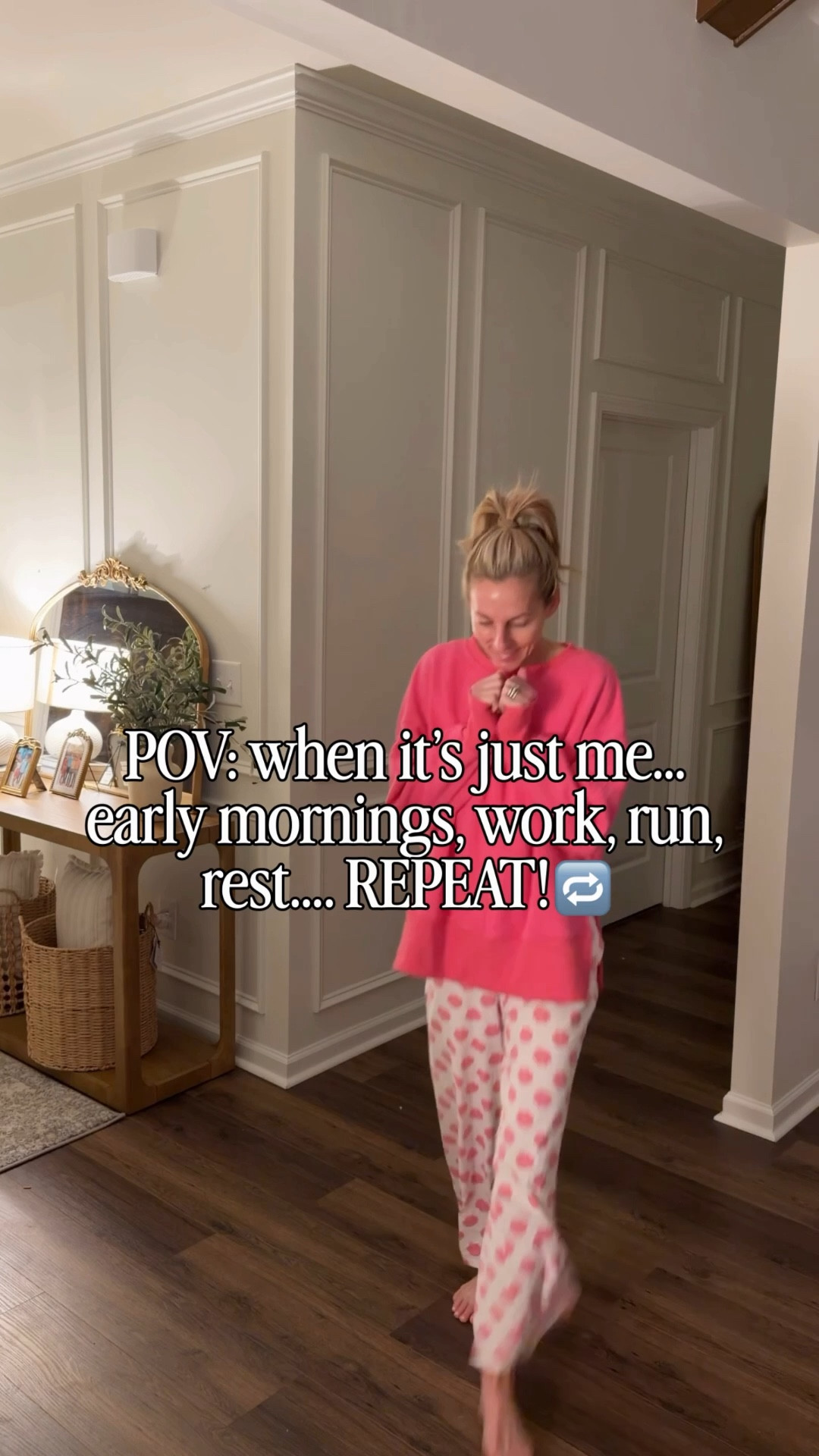 POV: the house is really empty this week.
There’s “empty nester” when the kids are gone… and then there’s the next level when it’s just me, myself, and I holding down the whole house. I usually enjoy the quiet (we get along… for about three days 😅), but after that, even I’m like, okay… I’ve heard enough of my own thoughts. This week especially, it feels like Lawton has been gone forever. Because it’s one thing when the boys are gone, but when he’s gone too, the quiet hits different. No TV, just reading, listening, resting… repeat. Basically living my own little Groundhog Day over here. So grateful for the slower pace, but also counting down the minutes until he walks back through that door …. Comment links if you see anything  