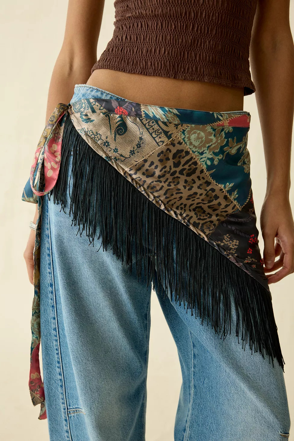 Tassel Trim Satin Triangle Scarf | Urban Outfitters (US and RoW)