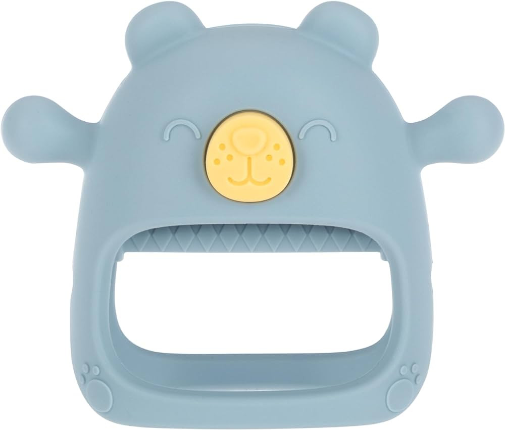 Nuby Silicone Wrist Teething Mitten - Baby Teether Ring - 3+ Months - Blue Bear | Amazon (US)