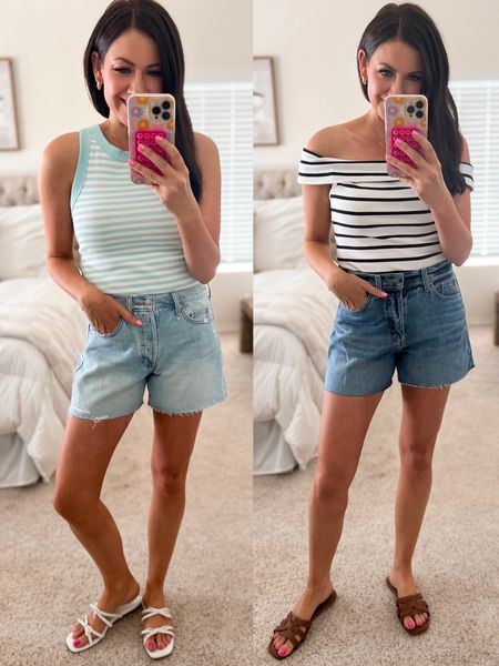 Old Navy striped tanks in medium. I should’ve stuck with a small in the off the shoulder option.
Target shorts size 4

#LTKfindsunder50 #LTKsalealert #LTKfindsunder100