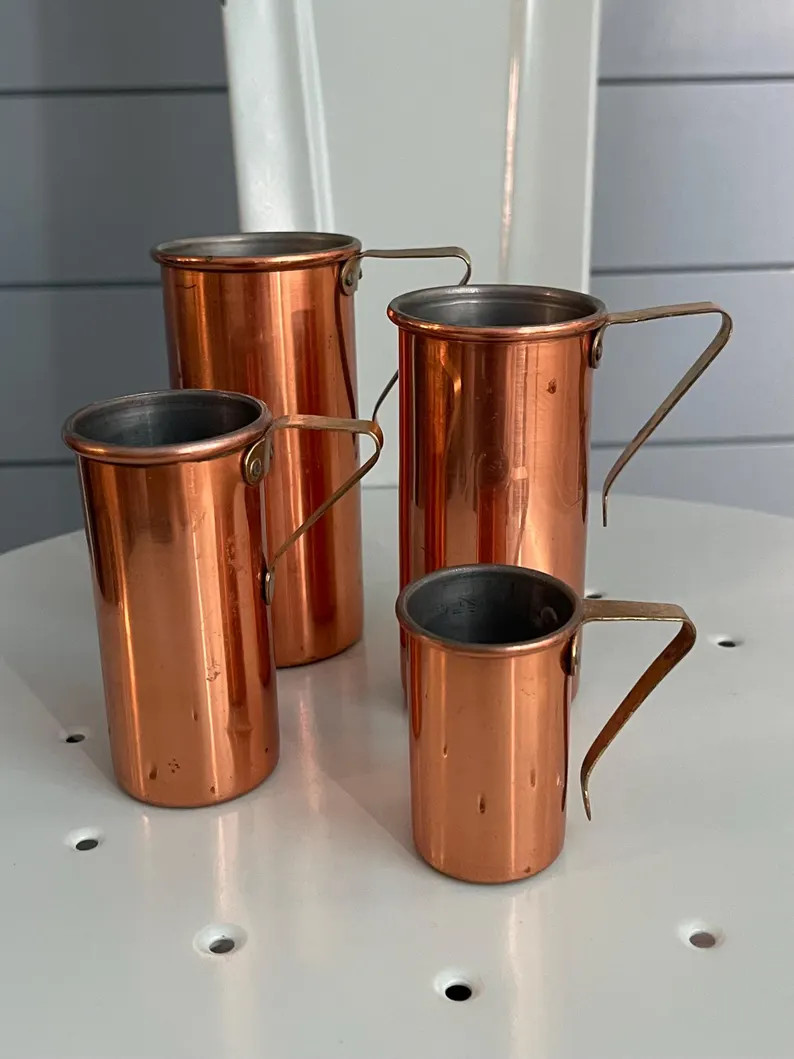 Vintage Copper & Brass Graduated Measuring Cup Set of 4 - Etsy | Etsy (Global)
