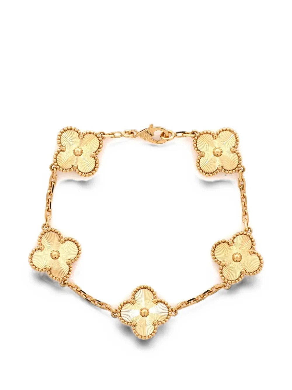 Van Cleef & Arpels Pre-Owned Vintage Alhambra 5 Motifs Guilloche 18K Yellow Gold bracelet | Farfetch Global