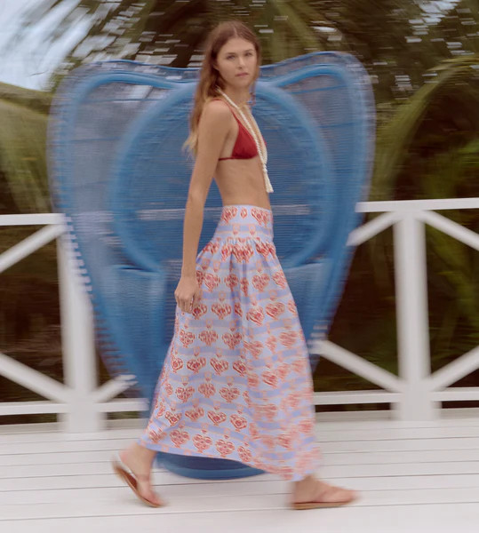 The Kate Midi Skirt - Poppy Damask Stripe | Hill House Home US