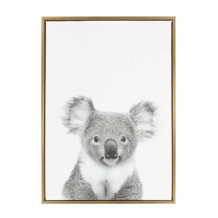 24" x 18" Sylvie Koala And Portrait By Simon Te Tai Framed Wall Canvas - Kate & Laurel | Target