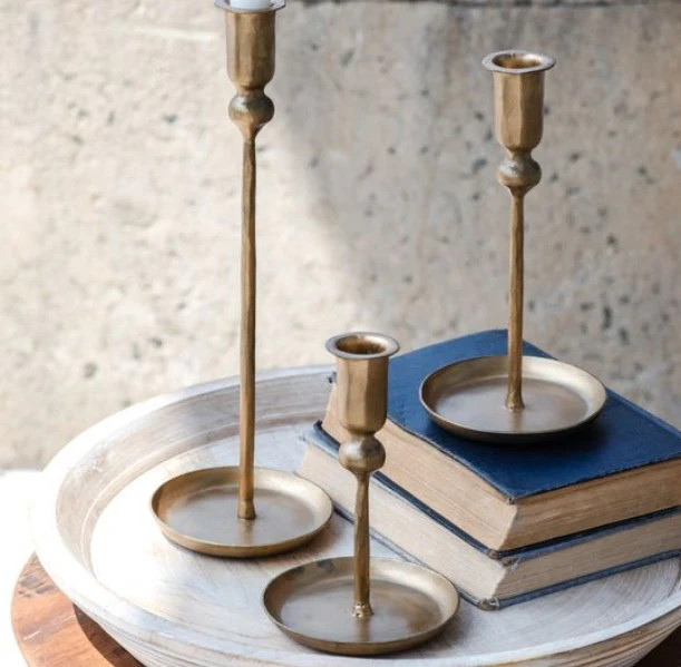 Golden Plate Candle Holders - Set of 3 | River Chic Designs