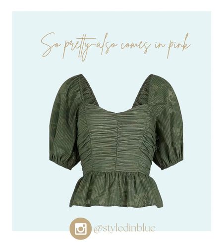 Green top, peplum top, puff sleeves top, express top 

#LTKSeasonal #LTKstyletip