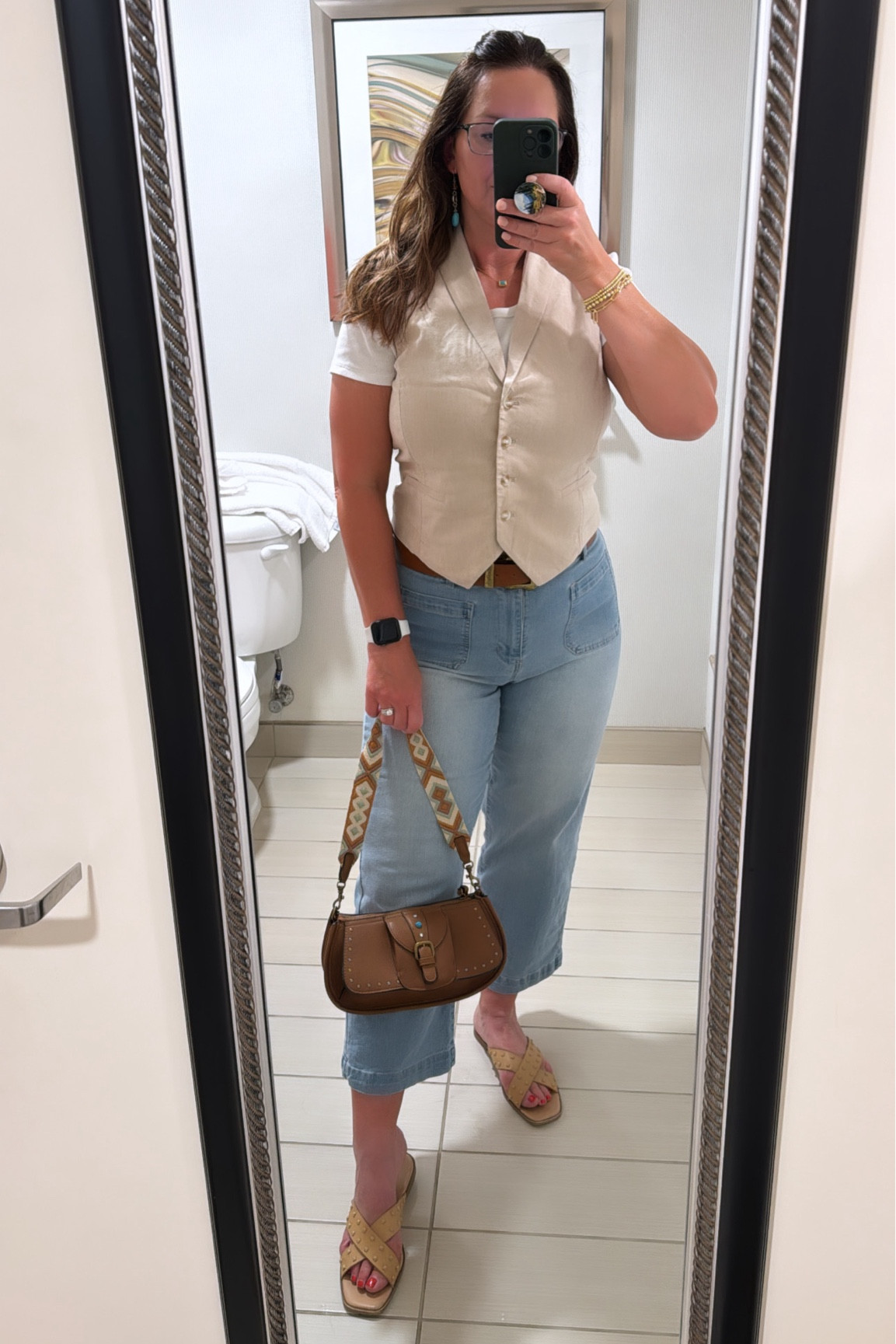 Casual western look while traveling + sightseeing  
Wearing medium in vest. 12 in jeans. Shows are old; linked similar styles  

#LTKOver40 #LTKMidsize #LTKStyleTip