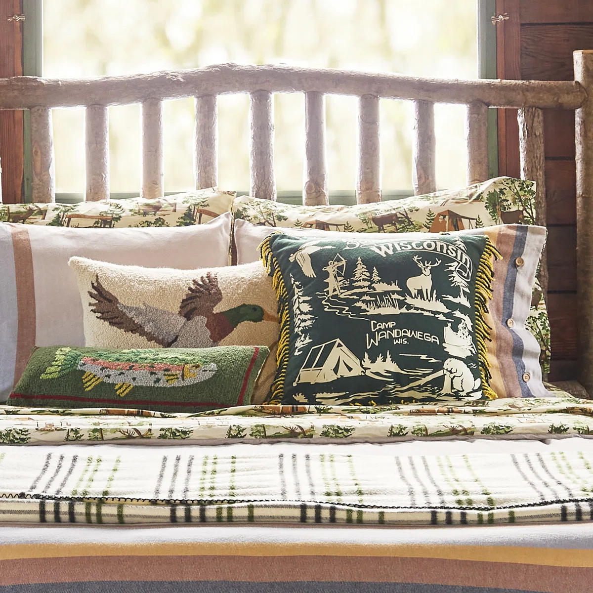 Camp Wandawega Trout Wool Hook Throw Pillow | Wayfair North America