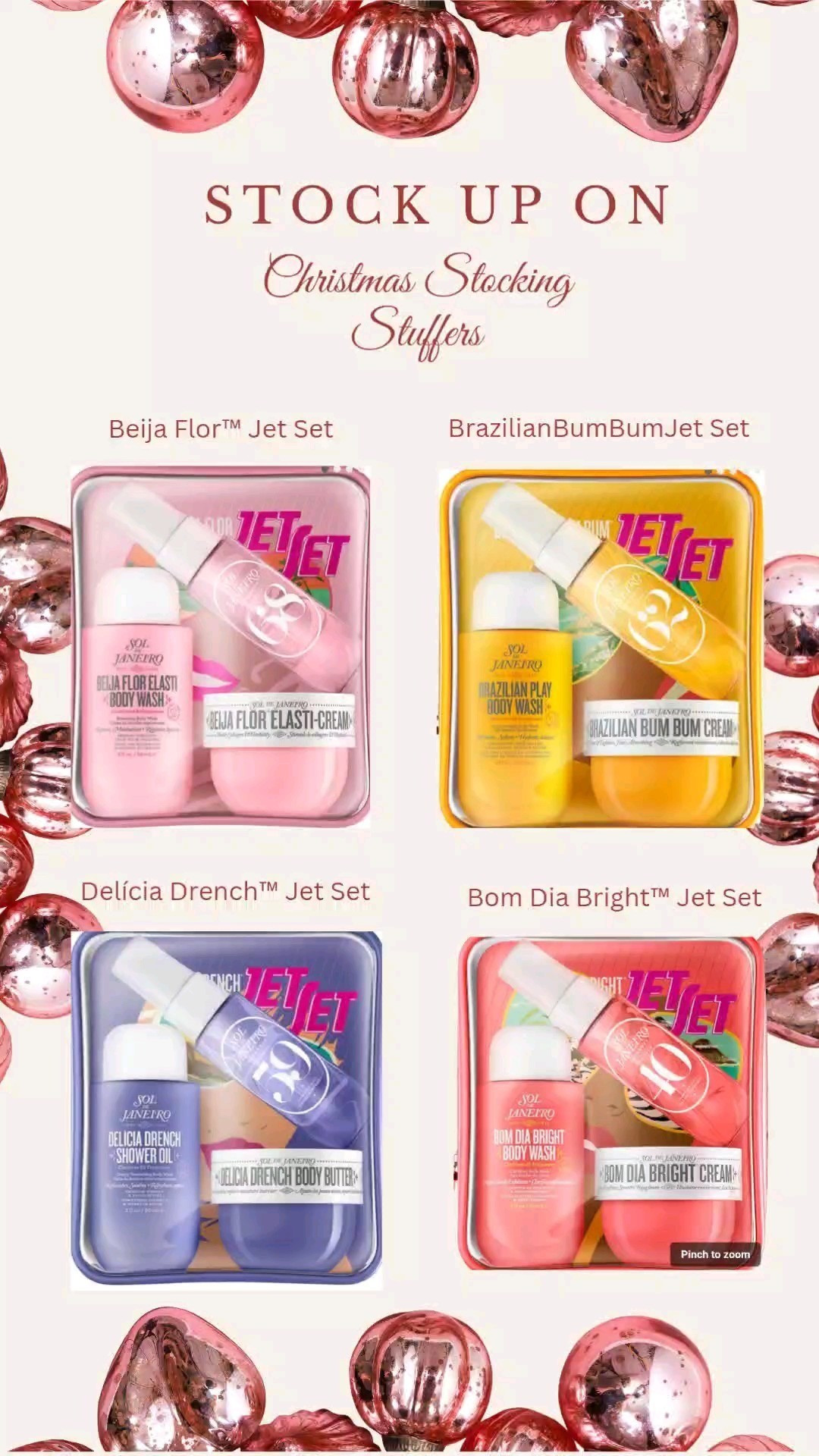 If you’re still looking for the perfect Christmas stocking stuffer, this is it 🎁✨These Sol de Janeiro Jet Sets are always a crowd favorite—travel-size, giftable, and packed with the iconic Brazilian Bum Bum scent everyone loves. Perfect for stockings, Secret Santa, teacher gifts… or let’s be honest, one for you too 😉They’re limited every holiday season and sell out fast, so if Sol de Janeiro is on your list, don’t wait.I linked all the sets on LTK so you can grab them before they’re gone 💛🎄 Stocking stuffer win🎁 Affordable luxury gift✨ Smells unreal

#LTKGiftGuide #LTKHoliday #LTKSaleAlert