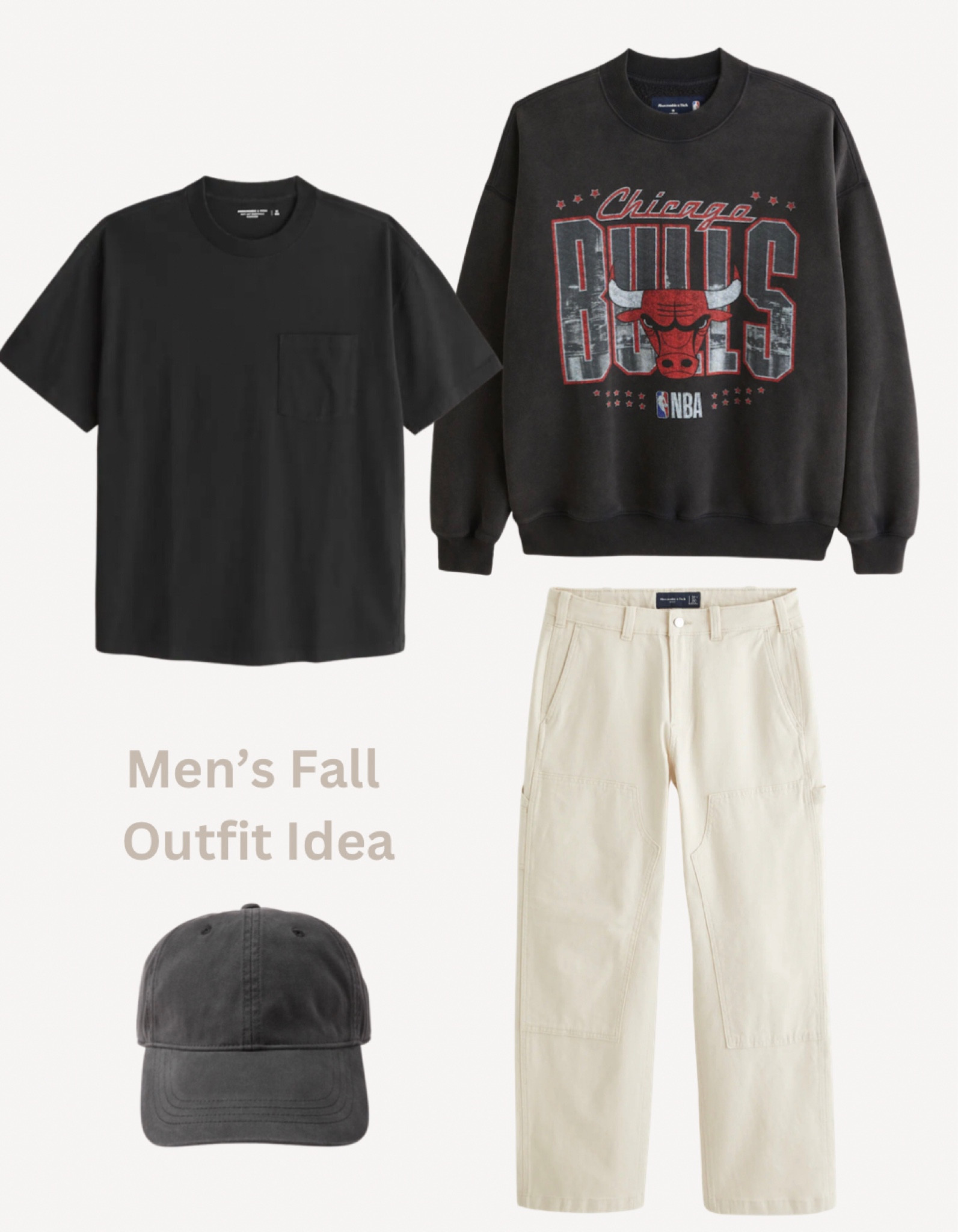 Fall outfit idea | men’s fall outfit idea | mens casual outfit | baggy work jeans | sports team pullover | Chicago bulls merch | essential tee | men’s capsule wardrobe pieces 

#LTKmens #LTKSeasonal #LTKstyletip