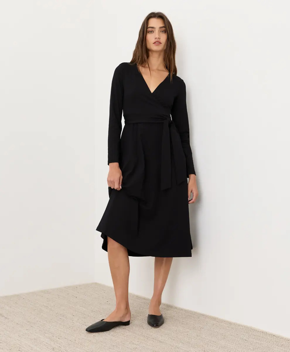 Pact Fit & Flare Wrap Dress Made with Organic Cotton (Women) | Nordstrom | Nordstrom
