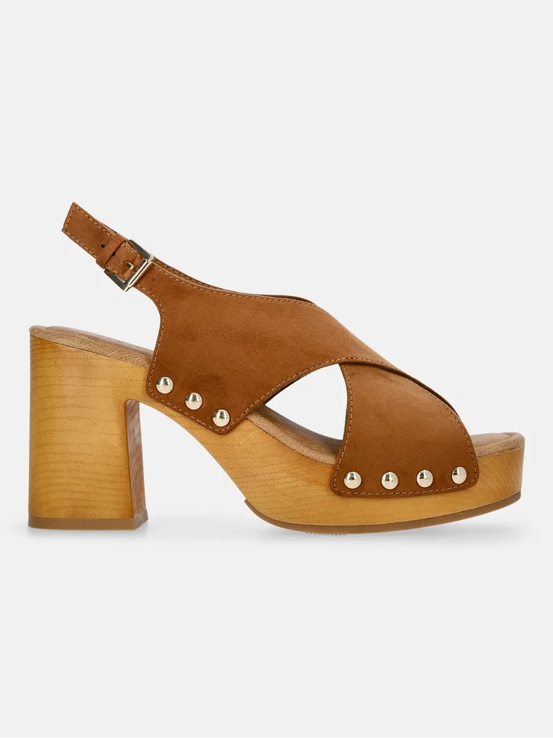 Time and Tru Women's X-Band Heeled Sandals | Walmart (US)