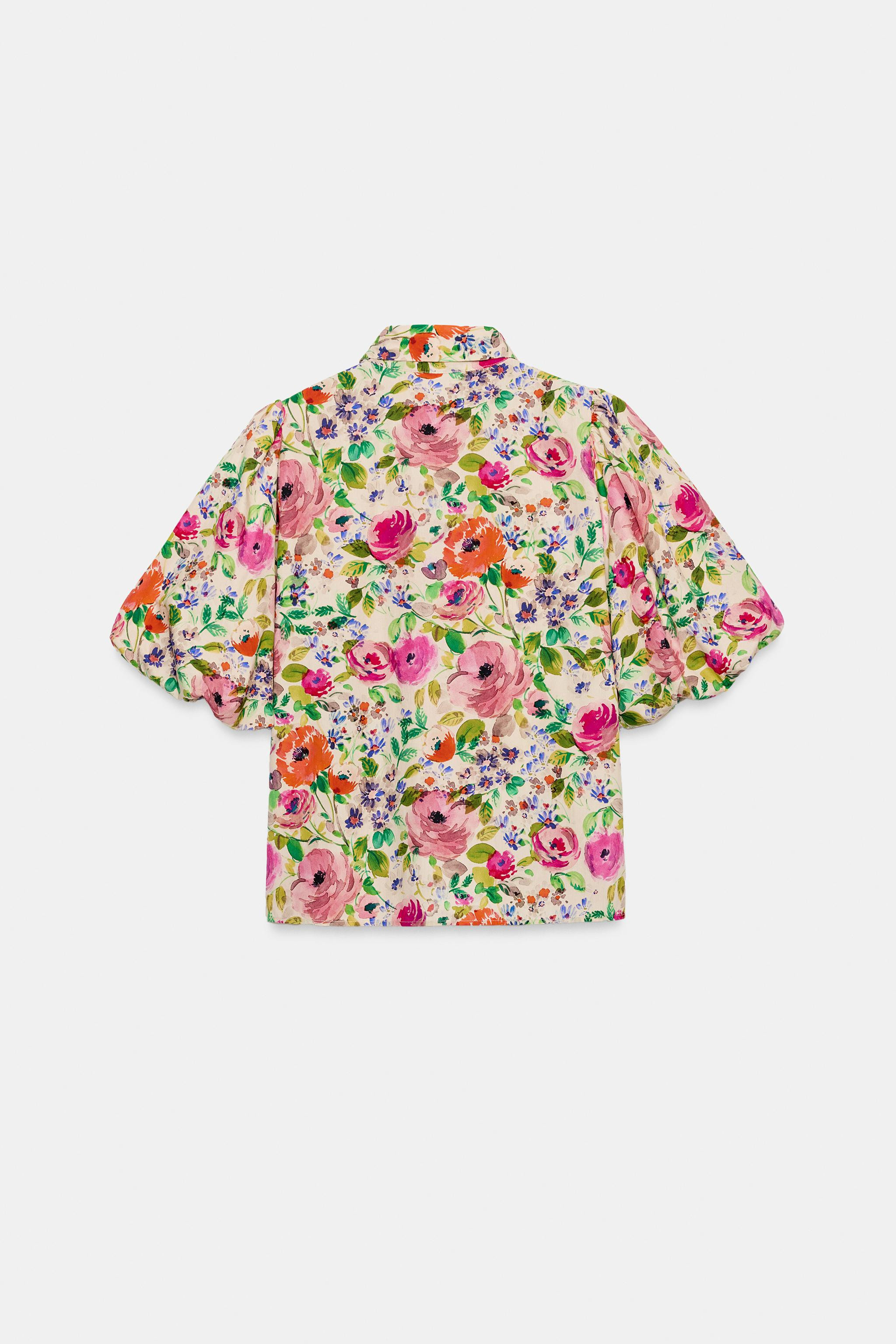 FLORAL BOW PRINT SHIRT | Zara US