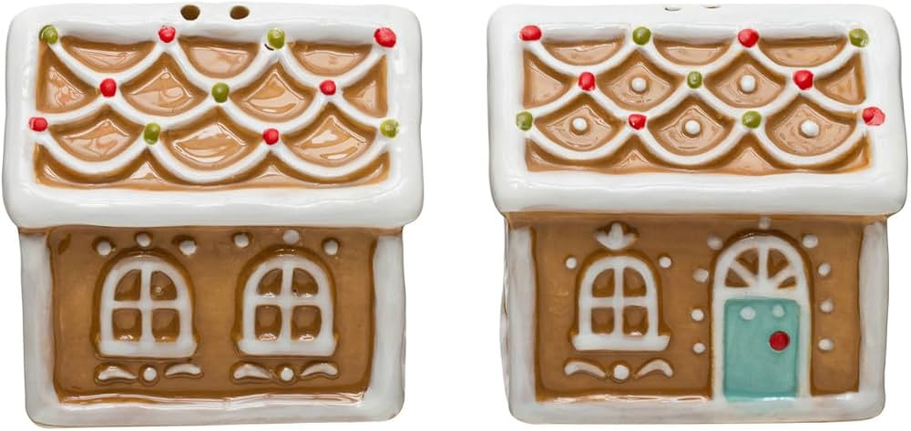 One Holiday Way 2.25-Inch Hand Painted Decorative Ceramic Gingerbread House Salt Dispenser and Pe... | Amazon (US)