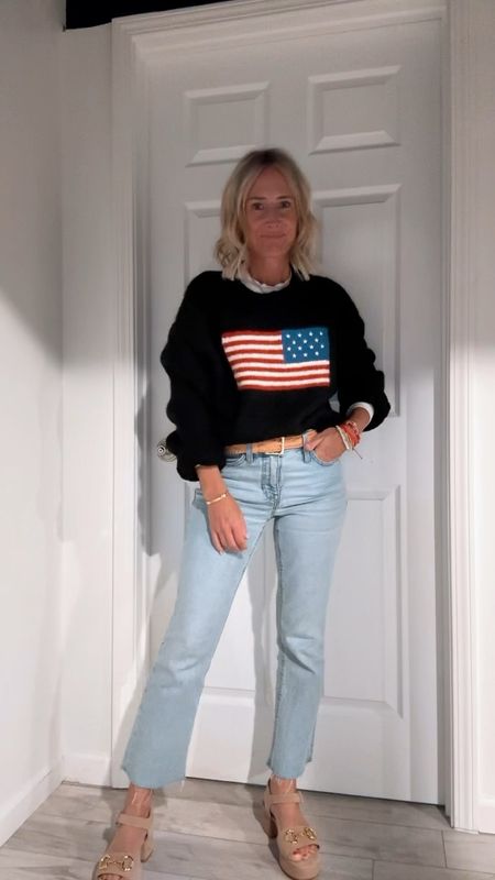 Memorial Day
American Flag sweater runs generously- I am in a small
Jeans on sale
Sandals
Belt
Summer night outfit


#LTKsalealert #LTKover40 #LTKshoecrush