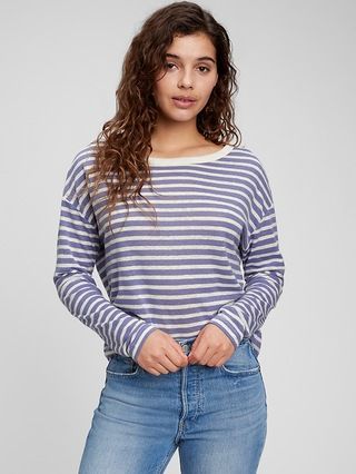 Linen Blend Boatneck T-Shirt | Gap (US)