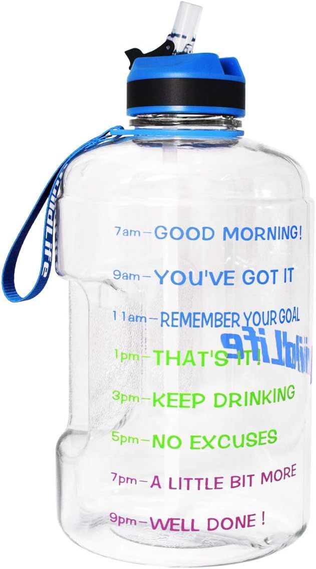 BuildLife Gallon Motivational Water Bottle Wide Mouth with Straw & Time Marked to Drink More Dail... | Amazon (US)