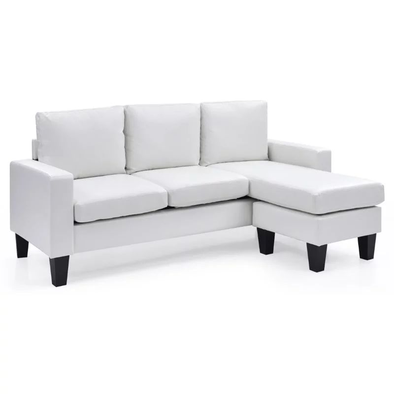 Glory Furniture Jenna Faux Leather Sofa Chaise in White | Walmart (US)