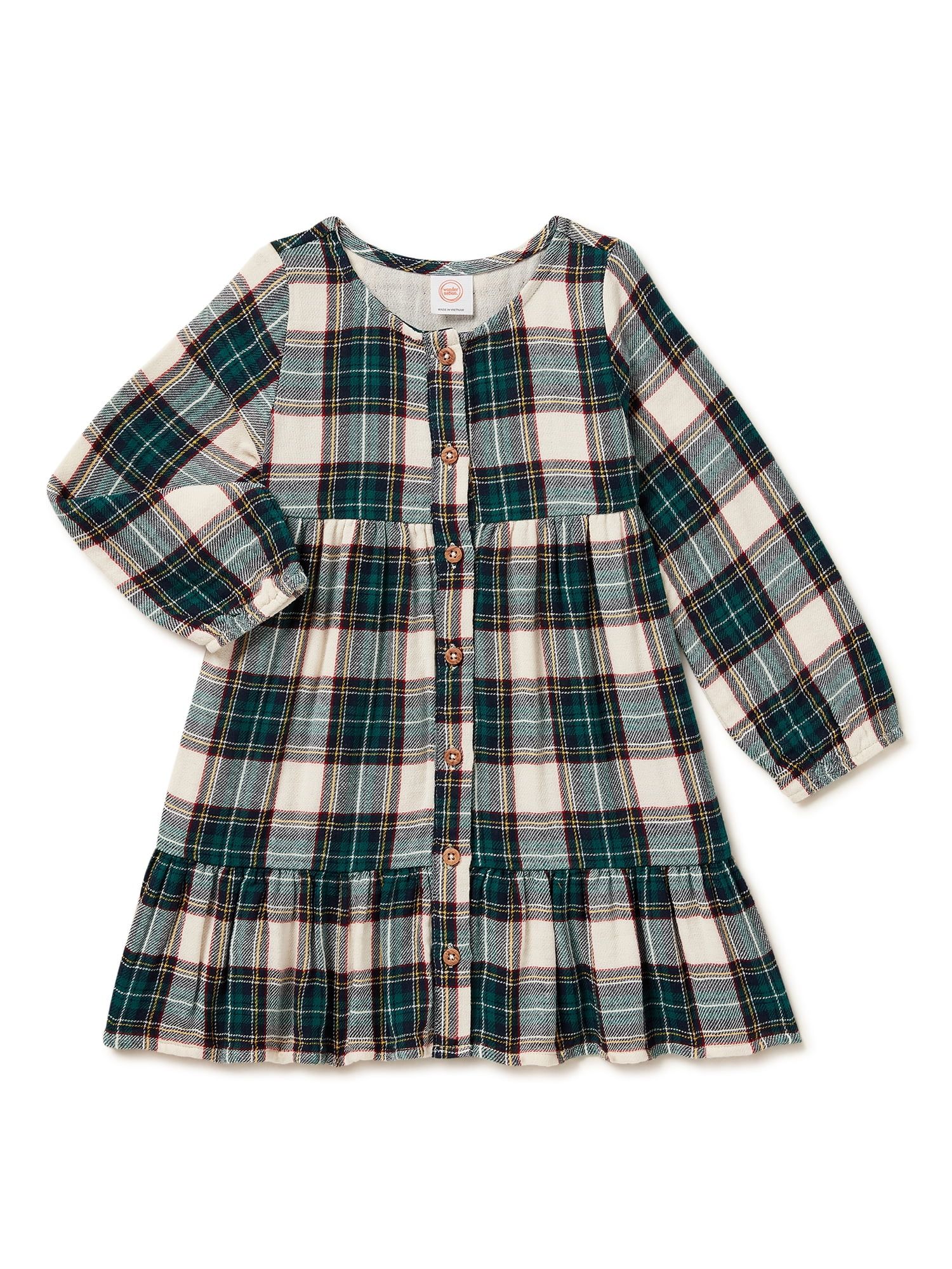Wonder Nation Baby and Toddler Girl Long Sleeve Dress, Sizes 12M - 5T - Walmart.com | Walmart (US)
