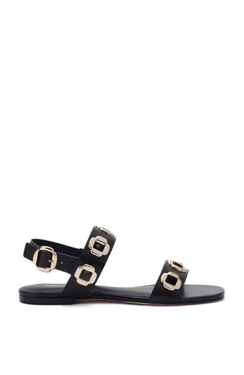 Larroudé Milan Flat Sandal in Black at Nordstrom, Size 6.5 | Nordstrom