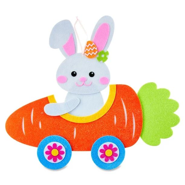 Way to Celebrate Easter 16.25" Bunny in Carrot Car Felt Wall Hanging Decoration - Walmart.com | Walmart (US)