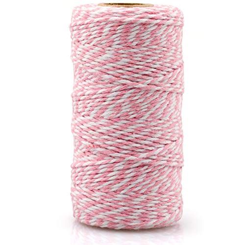 Pink and White Twine,100M/328 Feet Cotton Bakers Twine,Christmas String,Heavy Duty Packing String fo | Amazon (US)