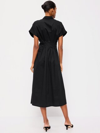 Smocked-Waist Midi Shirt Dress | Old Navy (US)