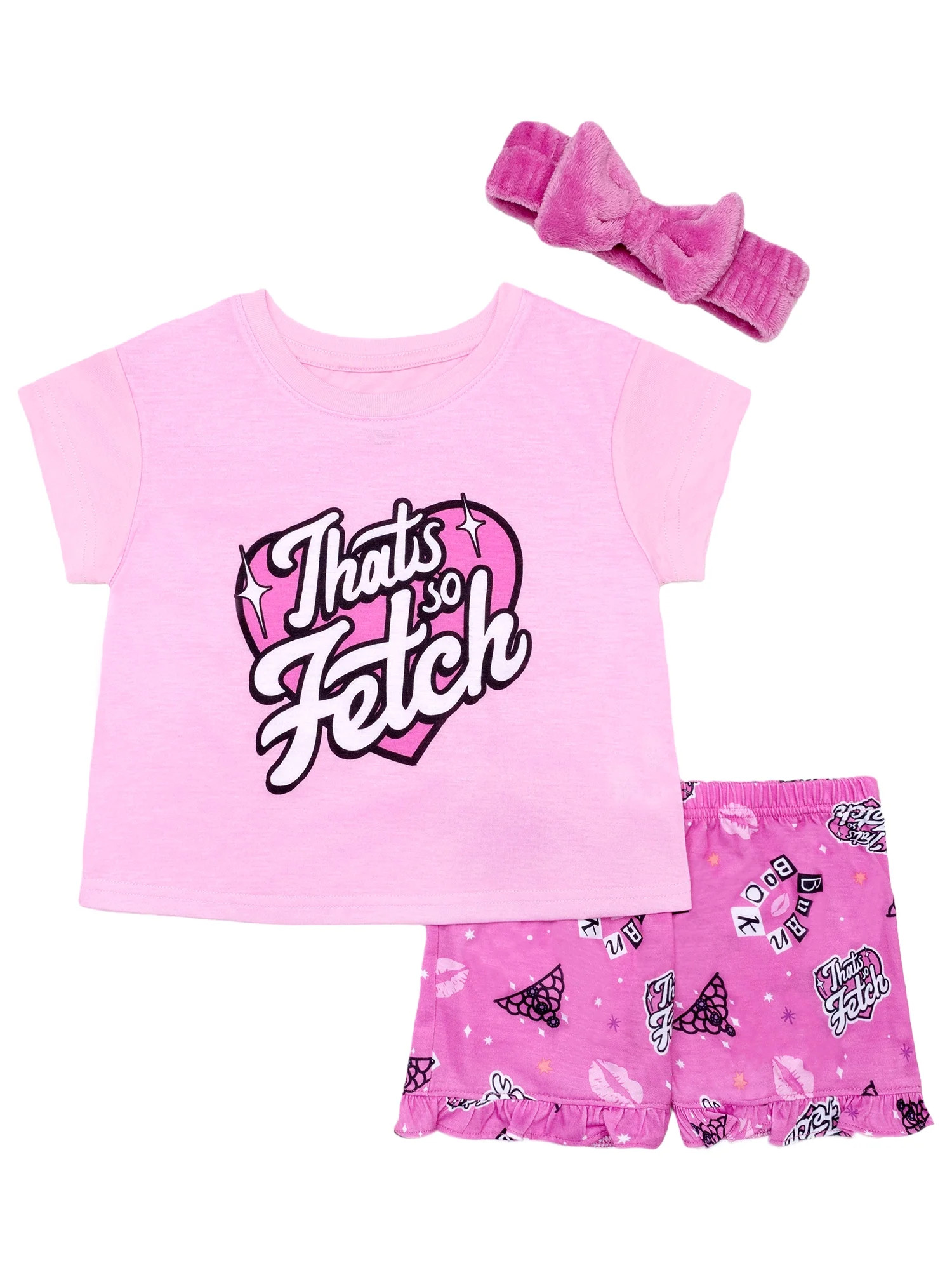 Mean Girls Tween 2- Piece Short Sleeve Top and Shorts Pajama Set with Spa Headband, Sizes 4-12 | Walmart (US)