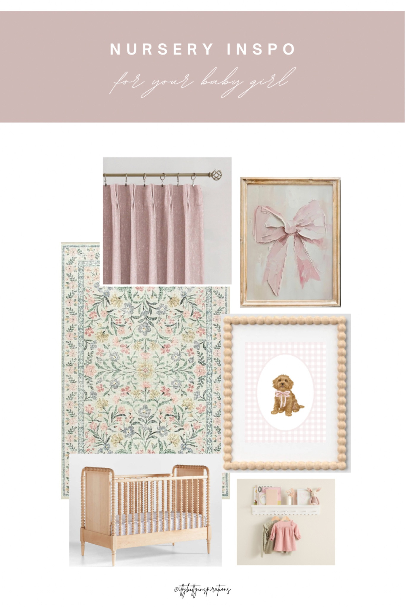 Nursery inspo for your baby girl 💕 

#dainty 
#nursery 
#baby
#babyroom
#home
#bows
#pinknursery
#blushpink

#LTKHome #LTKBaby #LTKBump