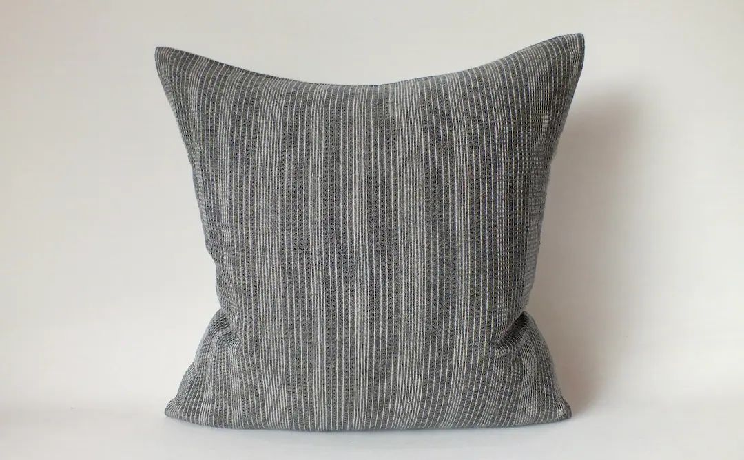 Sliver Grey Cream Striped Sashiko Pillow Cover Throw Pillows - Etsy | Etsy (US)