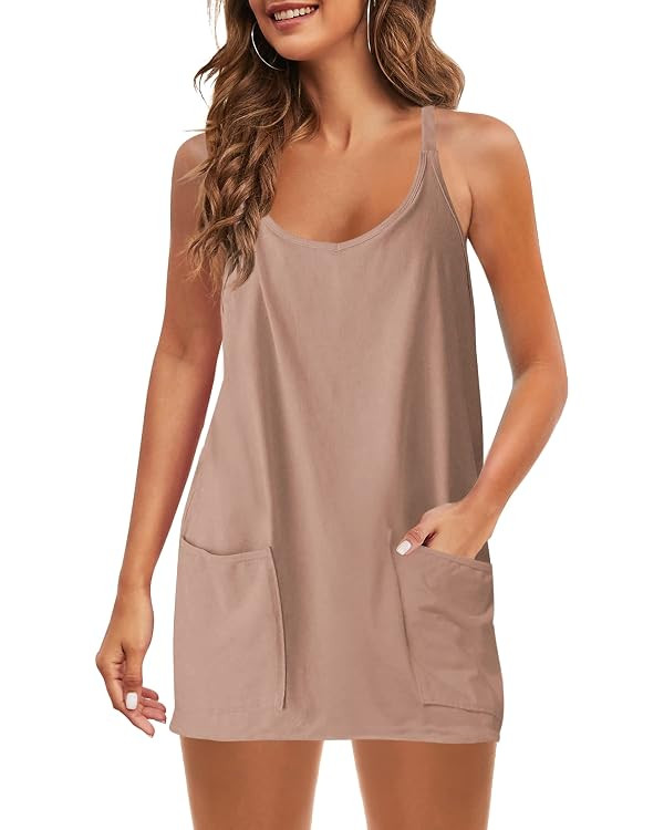 Panadila Womens Summer Sleeveless Mini Dress V Neck Spaghetti Strap Sundress Athletic Short Dress... | Amazon (US)