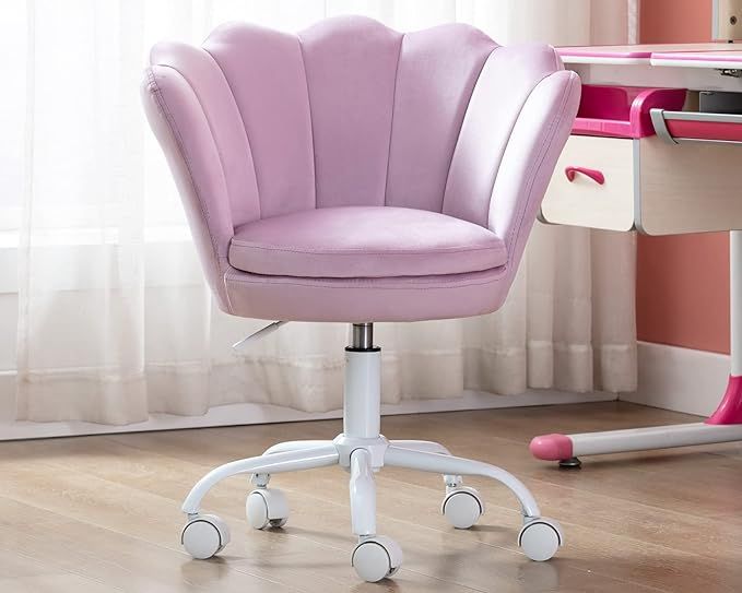 CIMOTA Cute Kids Desk Chair,Velvet Bedroom Chair Adjustable Child Computer Chair Swivel Shell Van... | Amazon (US)