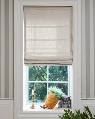 Cassie Flat Fold Linen Blend Cordless Custom Roman Shade | TheHues