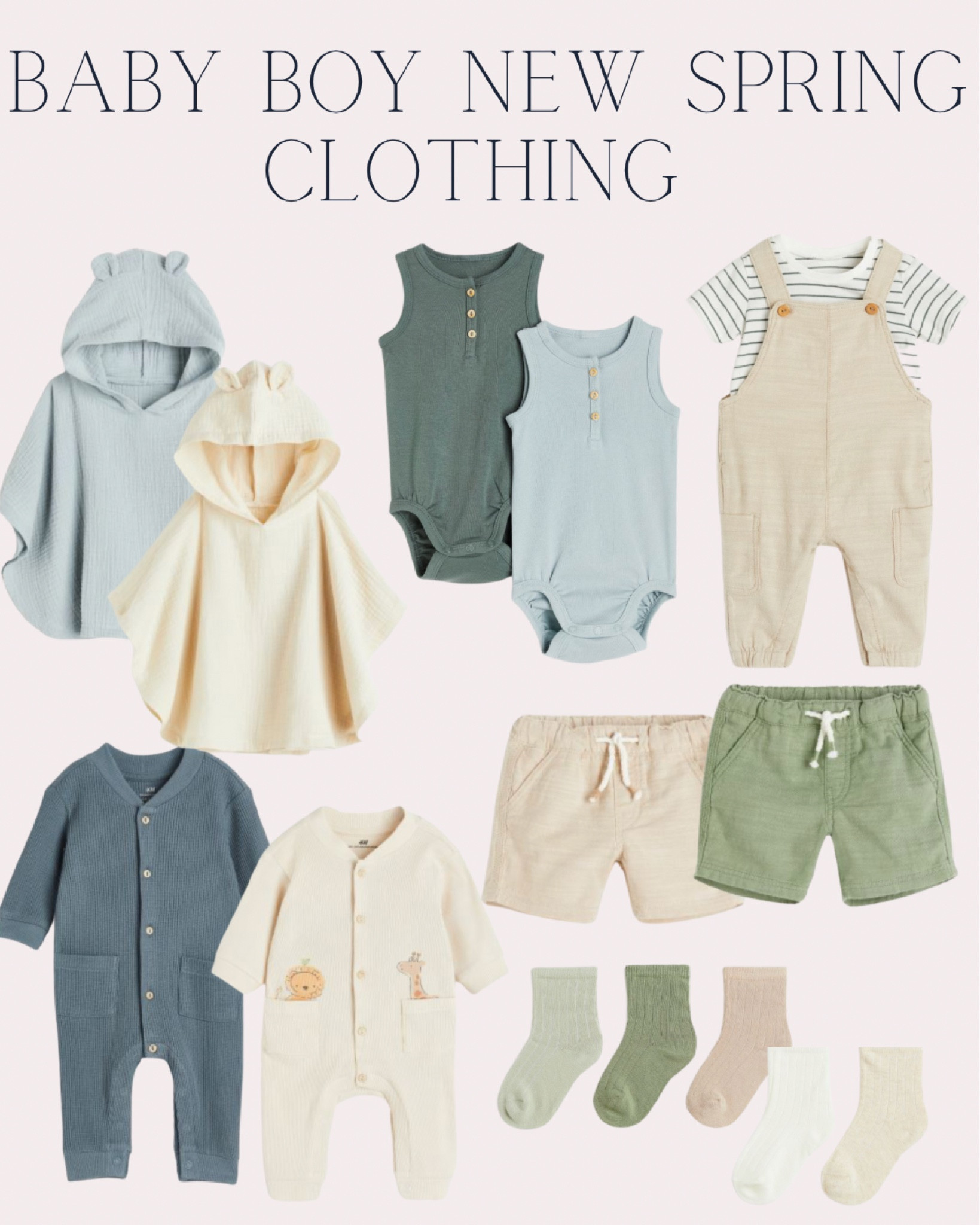 Cute baby boy clothing - new arrivals at H&M

Baby boy outfits - spring summer baby fashion - beach vacation outfits- earth tones - neutral style - h and m baby - baby towel - baby all in one - socks - shorts - vests - dungarees - affordable baby boy clothing 

#LTKunder50 #LTKbaby #LTKU
