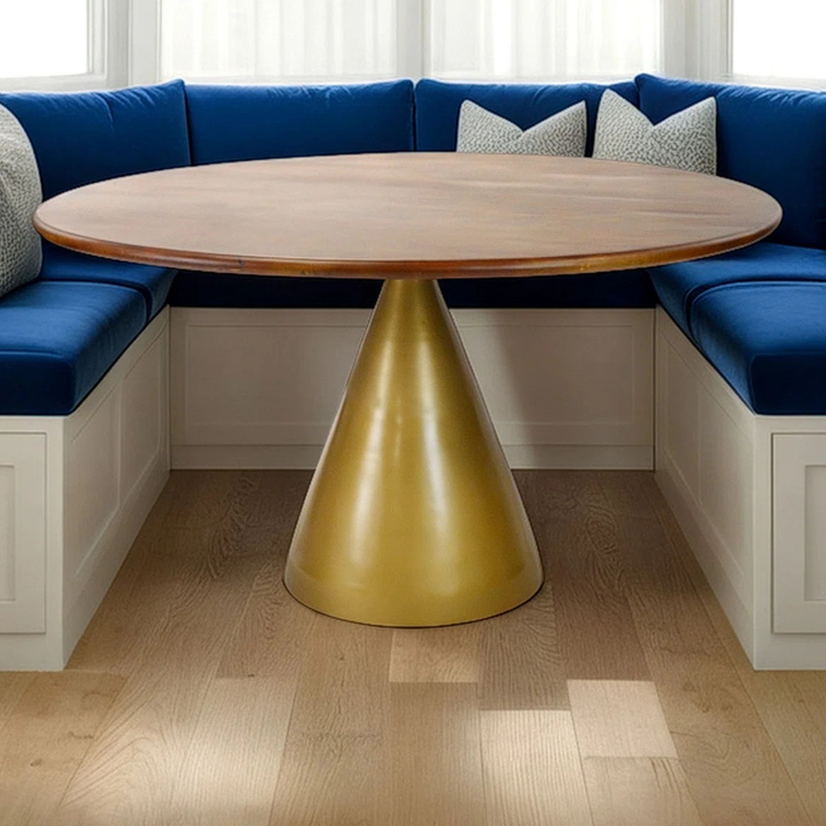 Modern Brown 48" Round Dining Table with Pedestal Base | Wayfair North America