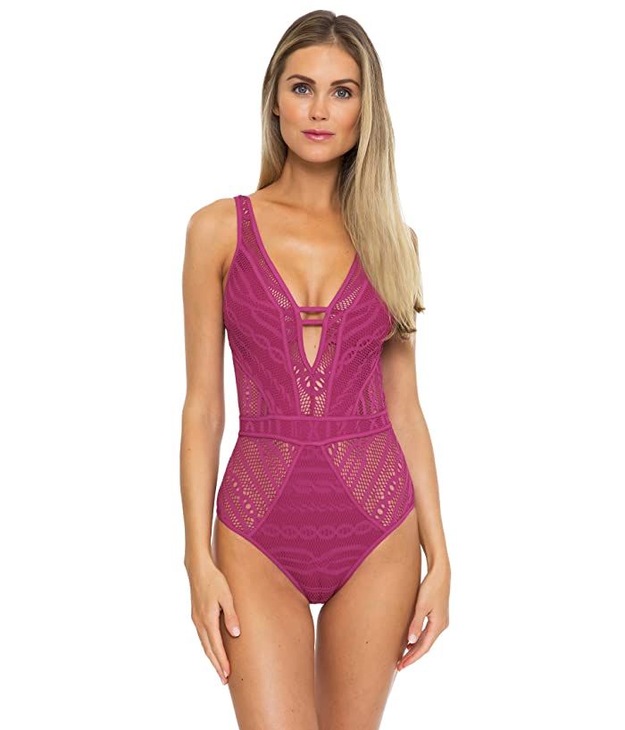 BECCA by Rebecca Virtue Color Play Crochet Show Tell Plunge One-Piece | Zappos