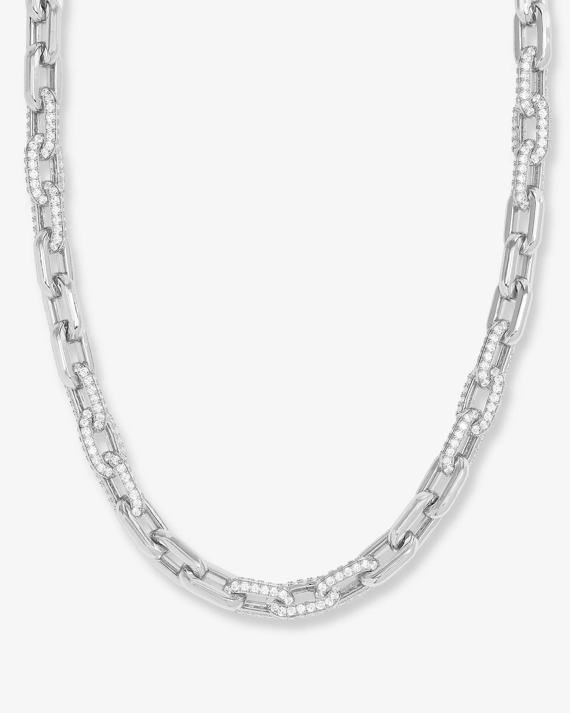 Frankie Pavé Chain Necklace 18" - Silver|White Diamondettes | Melinda Maria Jewelry