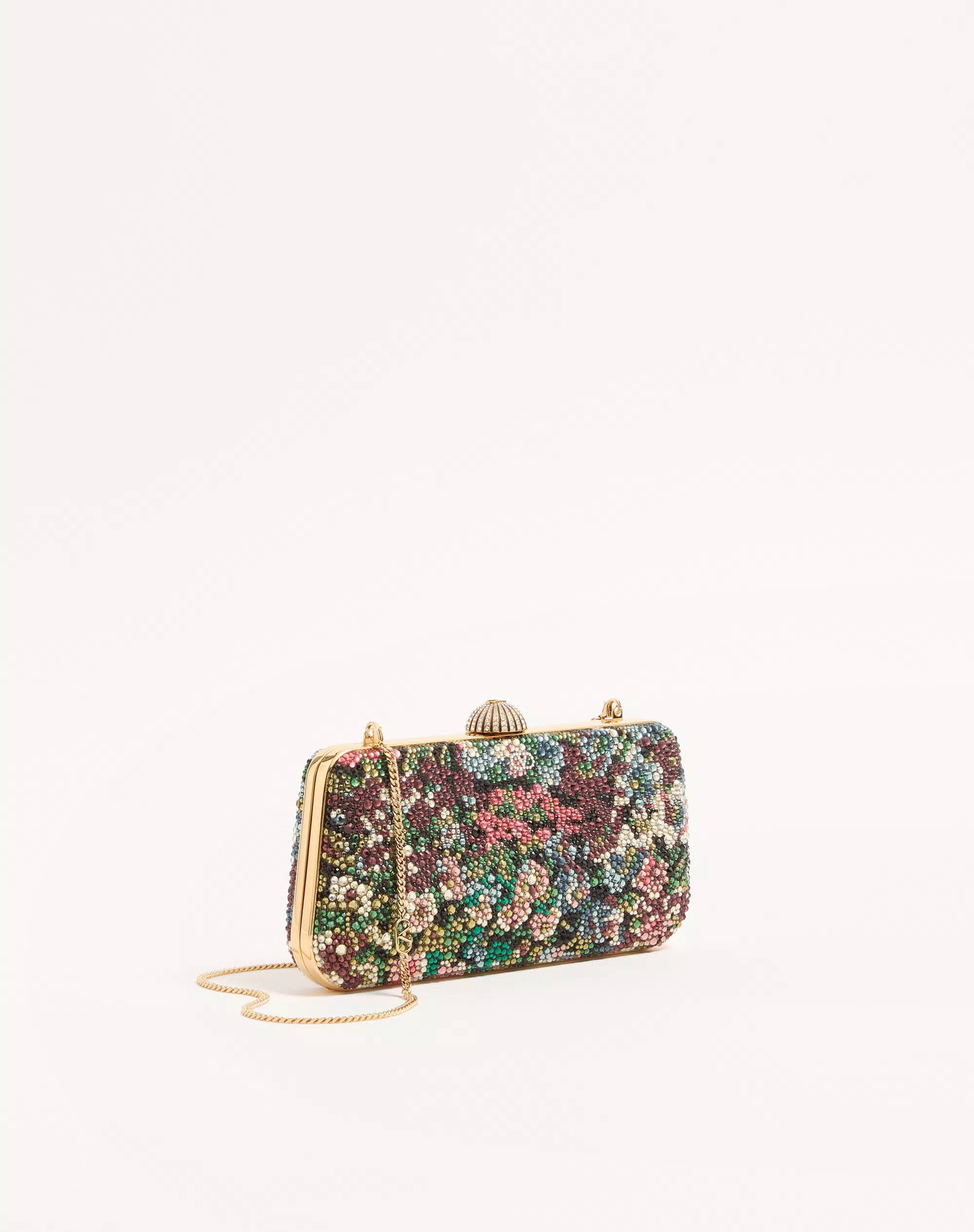 Valentino Garavani Carry Secrets Minaudiere With Apres L'hiver Rhinestone Motif for Woman in Multicolour/crystal | Valentino GB | Valentino