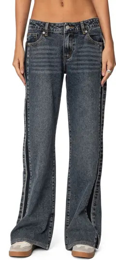 Contrast Panel Low Rise Wide Leg Jeans | Nordstrom